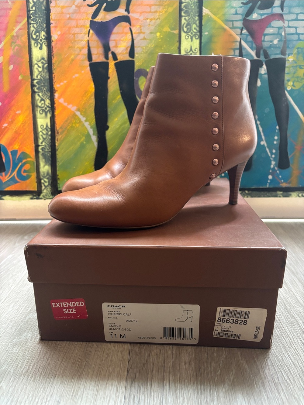 Coach Tan Leather Ankle Boots with Side Studs